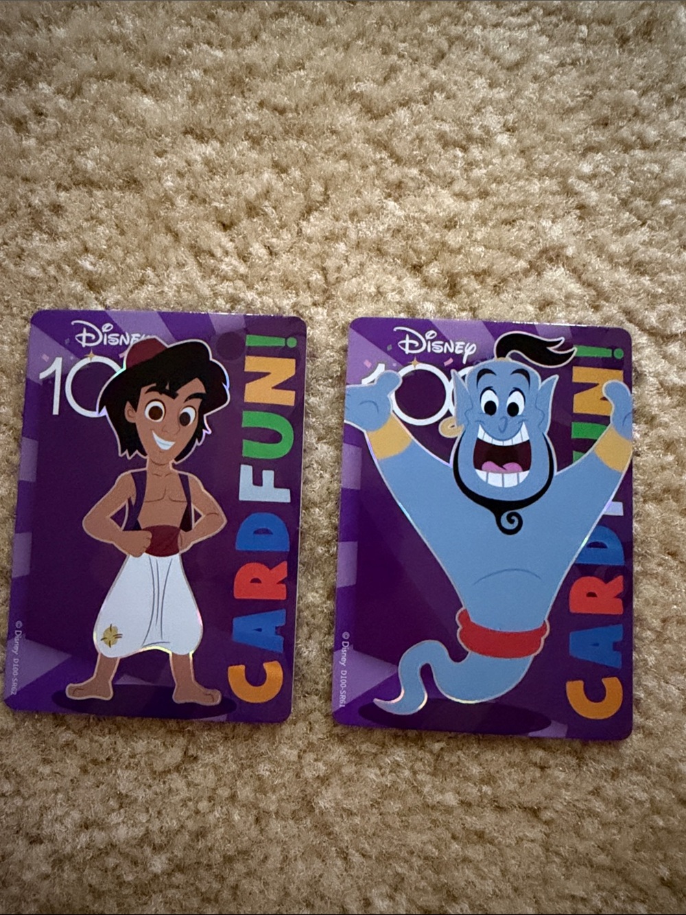 Disney Purple Aladdin & Blue Genie Trading Cards